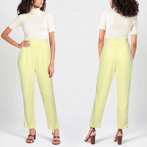 PINKO Natalia Yellow High Waisted Pleated Crepe Ankle Trouser Pants‎ Size 2